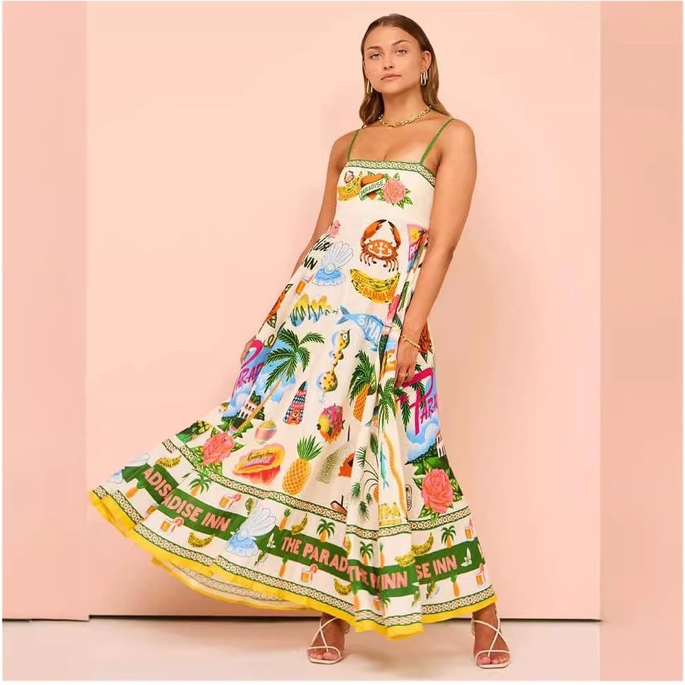 Tropical Print Maxi Dress - Picture 3 of 7